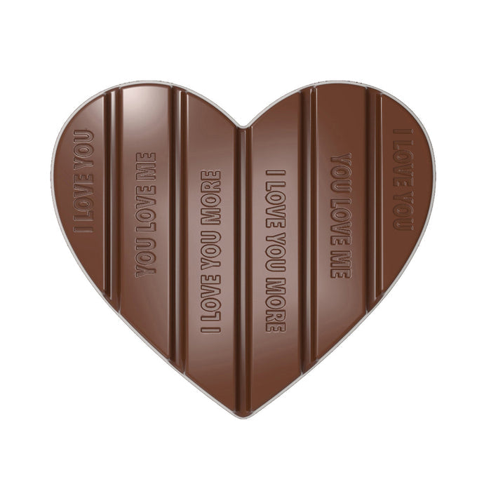 Chocolate World Tablet Heart with Messages polycarbonate chocolate mold 12044CW with 2 cavities, professional Belgian confectionery mold for bonbons and pralines, clear polycarbonate tablet heart with messages chocolate mould 12044CW