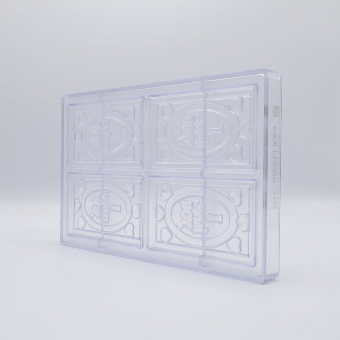Chocolate World Tablet – 'I Love You' Message Polycarbonate Chocolate Mold – ~4.65 x 1.97 x 0.31 in, 4 Cavities