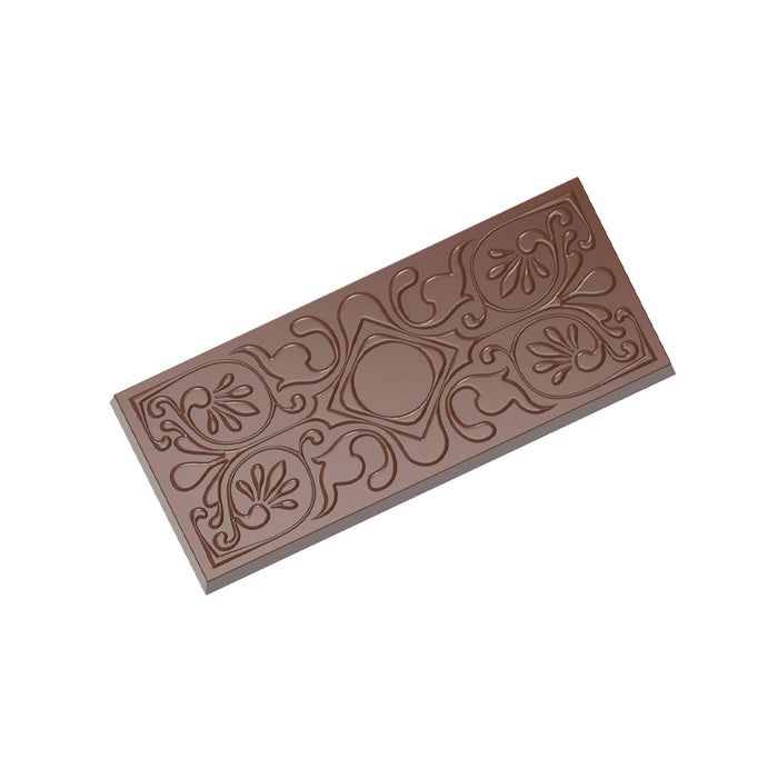 Chocolate World Tablet polycarbonate chocolate mold 1936CW by Jessica Pedemont with 3 large-format cavities (1x3 layout), professional Belgian designer bar mold, clear polycarbonate Jessica Pedemont tablet mould 1936CW