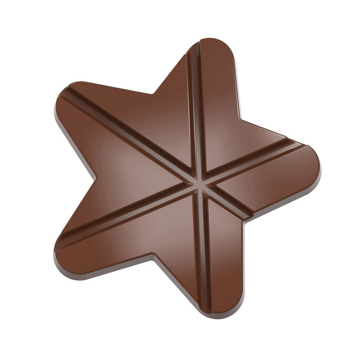 Chocolate World Tablet Star polycarbonate chocolate mold 12045CW with 2 cavities, professional Belgian confectionery mold for bonbons and pralines, clear polycarbonate tablet star chocolate mould 12045CW