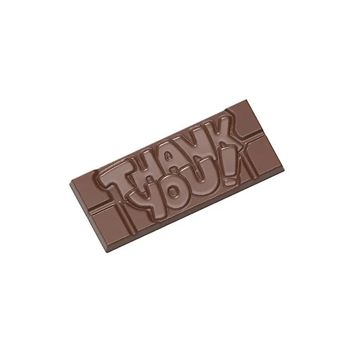 Chocolate World Tablet – 'Thank You' Message Polycarbonate Chocolate Mold – 4.65 x 1.97 x 0.31 in, 4 Cavities