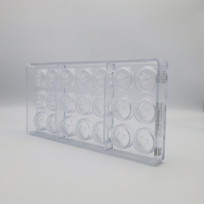Chocolate World Victorian Coffee Pot Praline Polycarbonate Chocolate Mold – 1.18 x 1.18 x 0.61 in, 21 Cavities