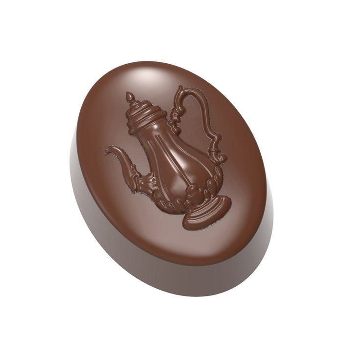 Chocolate World Victorian Coffee Pot Praline polycarbonate mold 12175CW with 21 cavities, professional Belgian elegant praline chocolate mold, clear polycarbonate Victorian coffee pot candy mould 12175CW