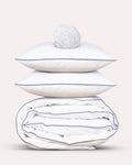 Classic Percale - Core Bedding Set - White with Navy Blue Piped Edge