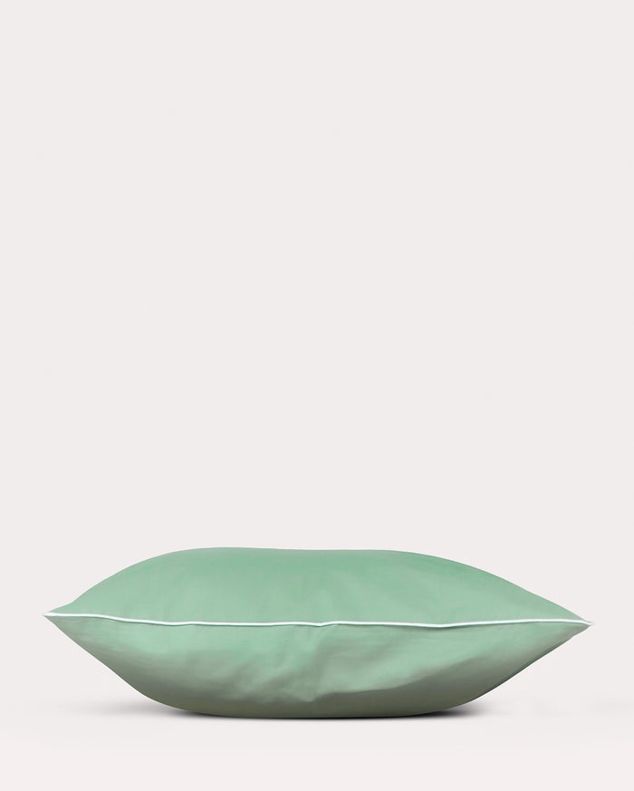 Classic Percale - Duvet Cover Set - Jade Green with White Piped Edge