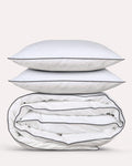 Classic Percale - Duvet Cover Set - White with Anthracite Piped Edge