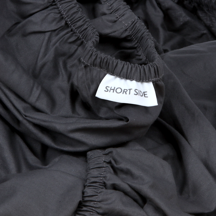 Classic Percale - Fitted Sheet Set- Anthracite with White Piped