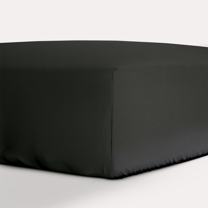 Classic Percale - Fitted Sheet Set- Anthracite with White Piped