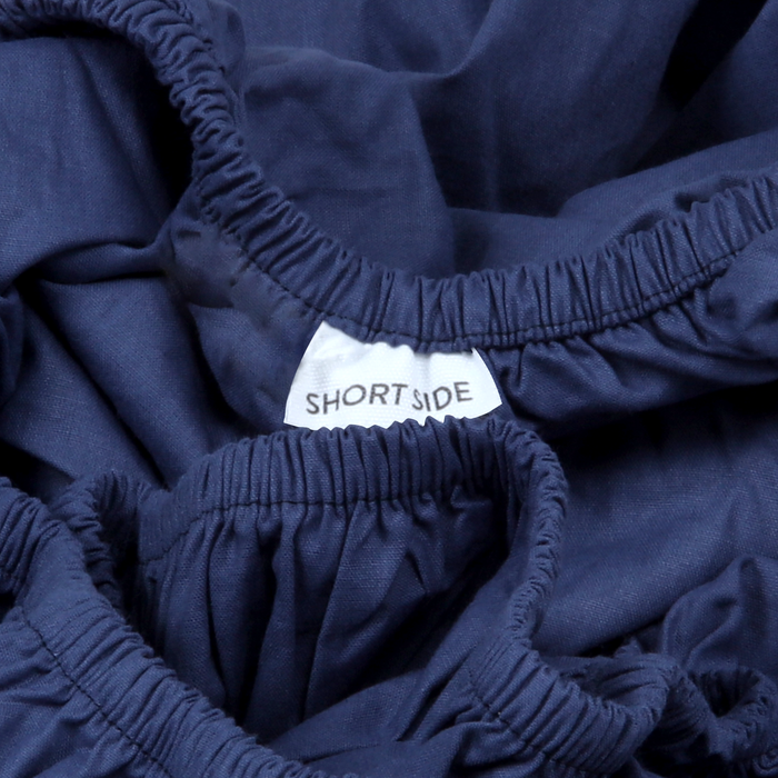 Classic Percale - Fitted Sheet Set- Navy Blue with White Piped Edge