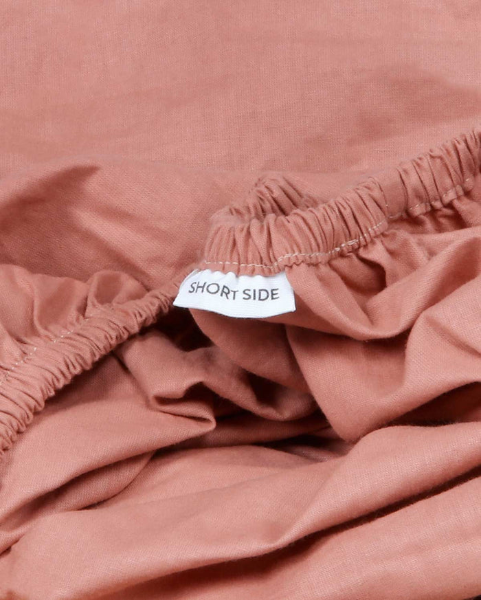 Classic Percale - Fitted Sheet Set- Peach with White Piped Edge
