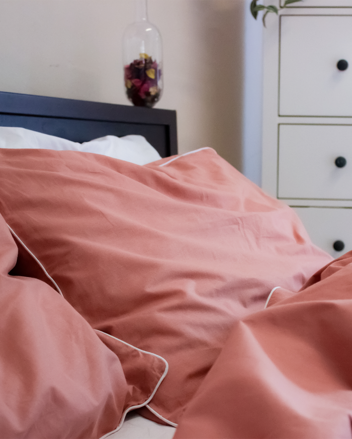 Classic Percale Pillowcase 2pcs- Peach with White Pipe Edge