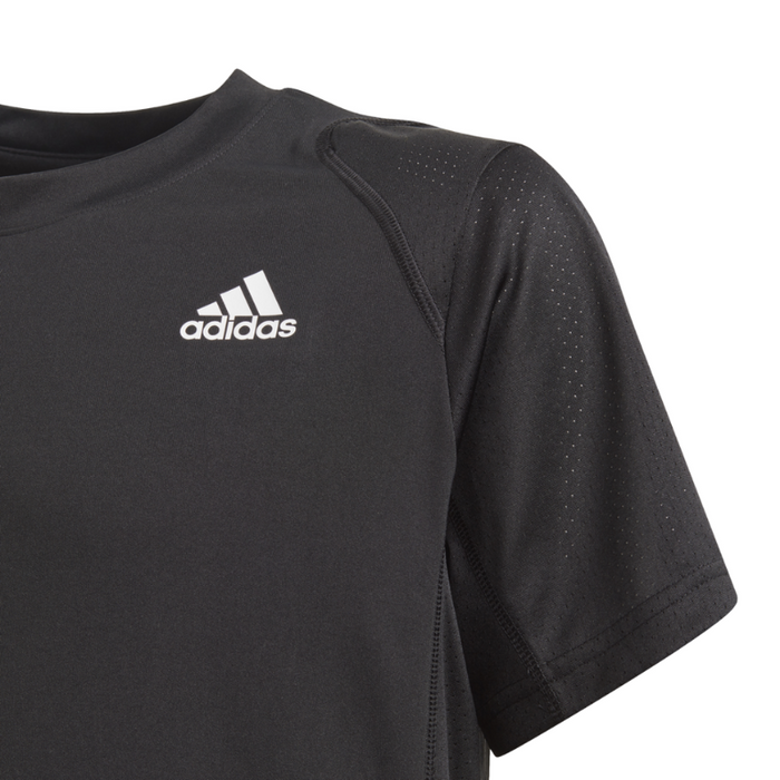 Adidas Club 3-Stripe Boys Tennis Tee - Black/White