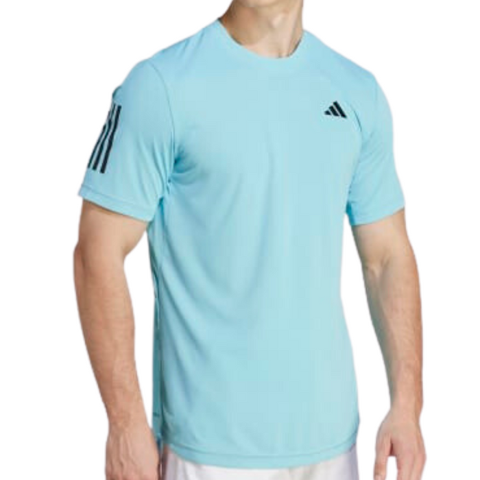 Adidas Club 3 Stripes Men Tennis T-Shirt - Light Aqua