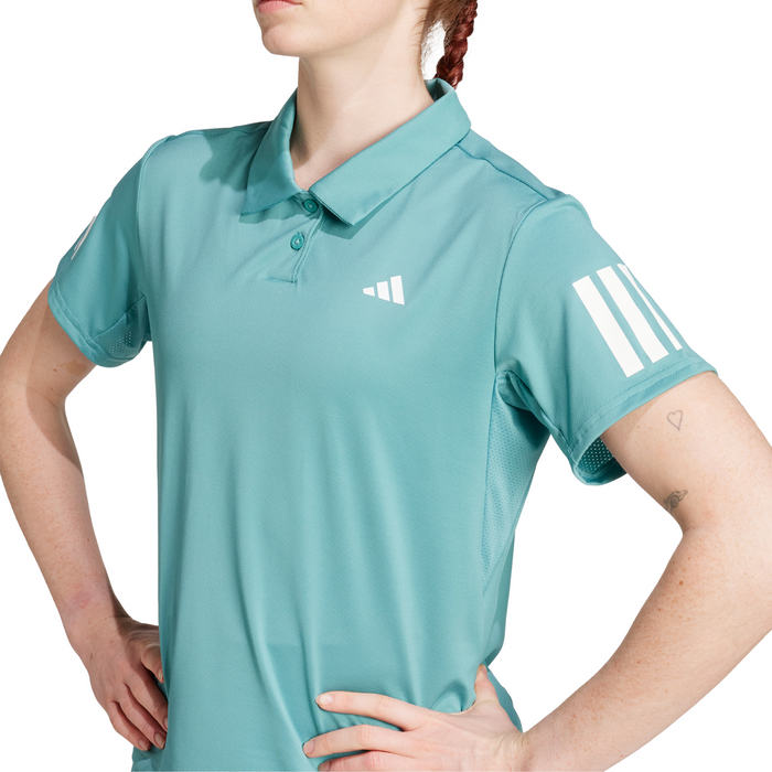Adidas Club Climacool 3-Stripes Womens Tennis Polo Shirt - Powder Teal/Turquoise