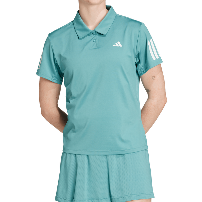 Adidas Club Climacool 3-Stripes Womens Tennis Polo Shirt - Powder Teal/Turquoise