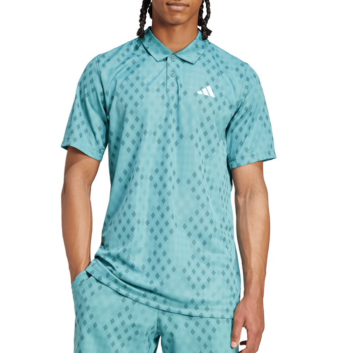 Adidas Club Climacool Graphic Mens Tennis Polo Shirt - Powder Teal/Preloved Teal