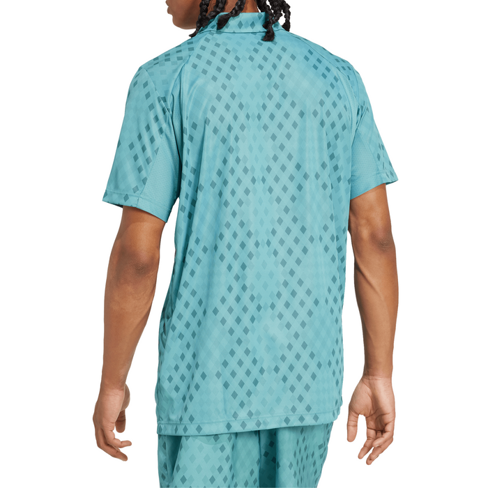 Adidas Club Climacool Graphic Mens Tennis Polo Shirt - Powder Teal/Preloved Teal