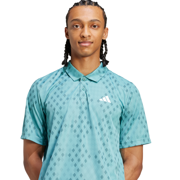 Adidas Club Climacool Graphic Mens Tennis Polo Shirt - Powder Teal/Preloved Teal
