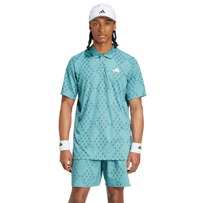Adidas Club Climacool Graphic Mens Tennis Polo Shirt - Powder Teal/Preloved Teal