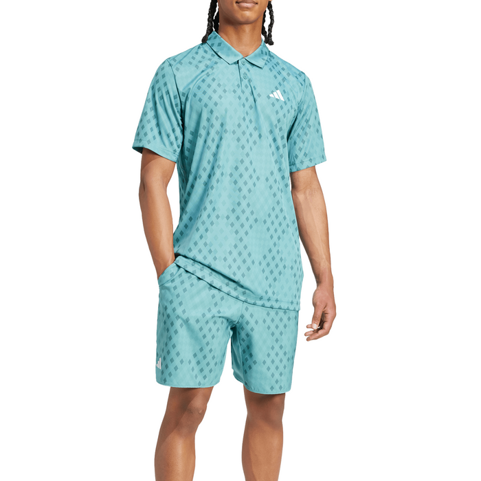 Adidas Club Climacool Graphic Mens Tennis Polo Shirt - Powder Teal/Preloved Teal
