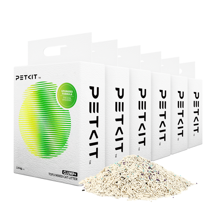 Clump+ Tofu Mixed Cat Litter 6 bags showing natural granule appearance and texture