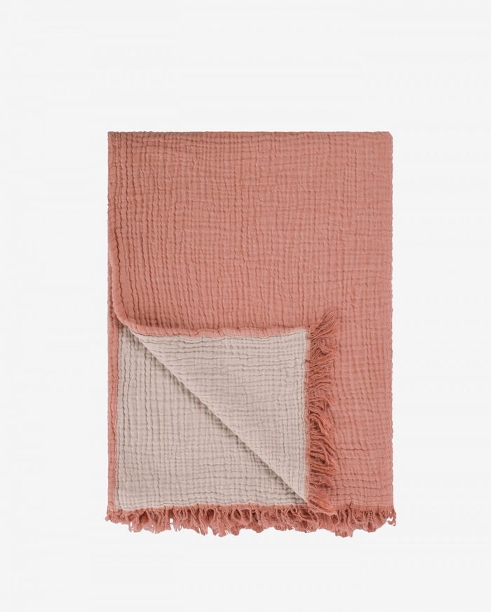 Cocoon Muslin Cotton Throw - Apricot & Ginger Snap