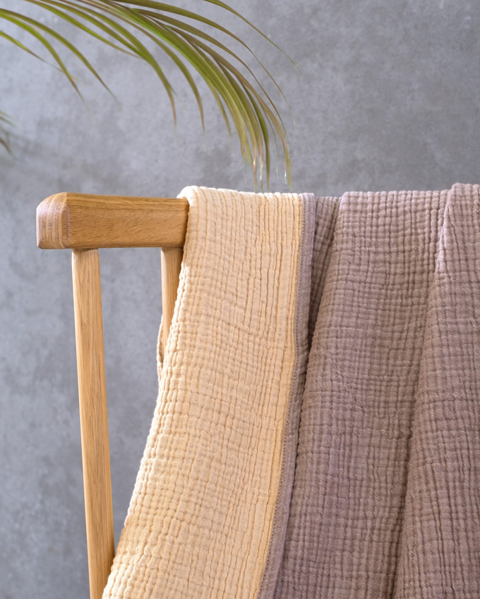 Cocoon Muslin Cotton Throw - Bison & Oak Buff