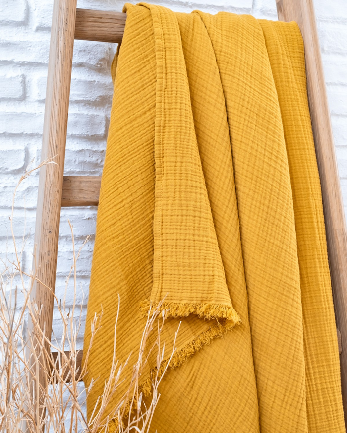 Cocoon Muslin Cotton Throw - Curry