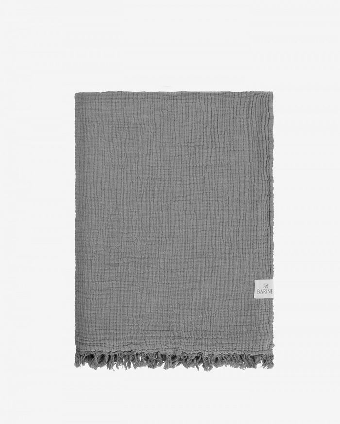 Cocoon Muslin Cotton Throw - Dark Grey & Light Grey
