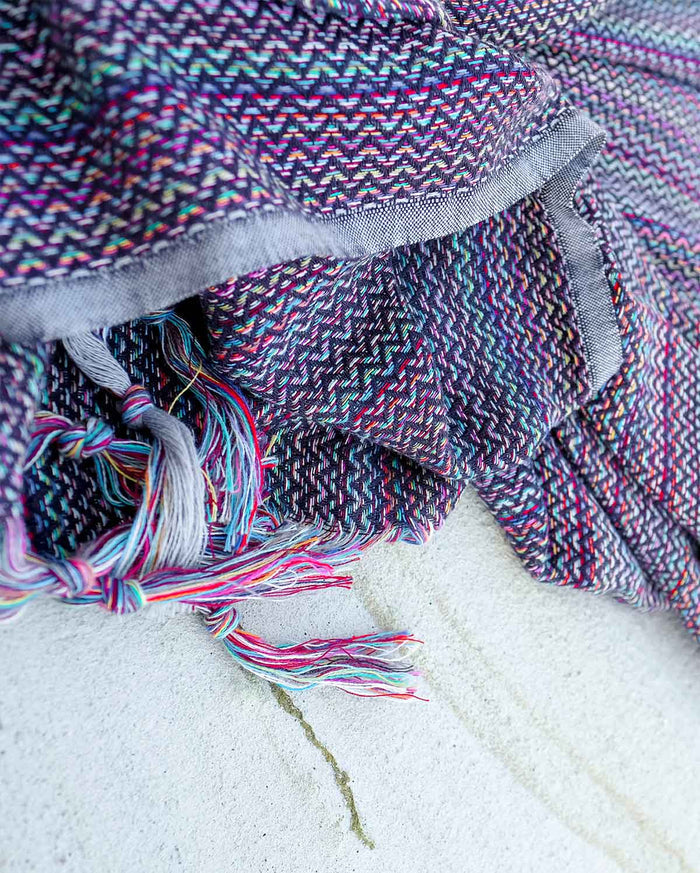 Cotton Meander Peshtemal Towel - Navy Blue