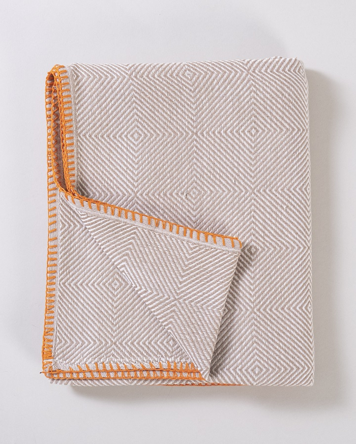 Cotton Stitched Throw - Beige