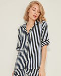 Cotton Woven Pyjama Set - Navy Blue