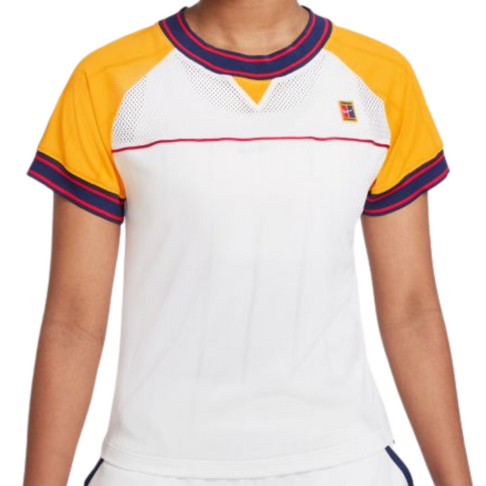 Nike Court DriFit Slam Womens Tennis Top - White/University Gold