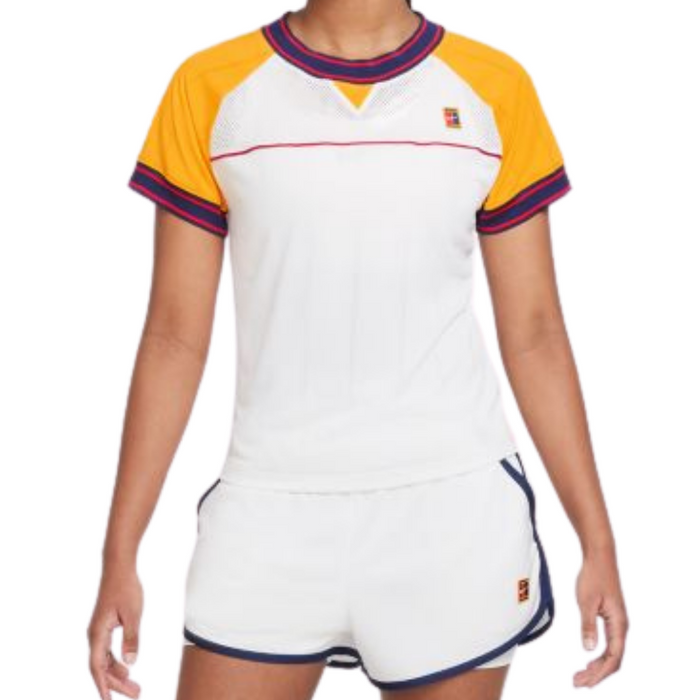 Nike Court DriFit Slam Womens Tennis Top - White/University Gold