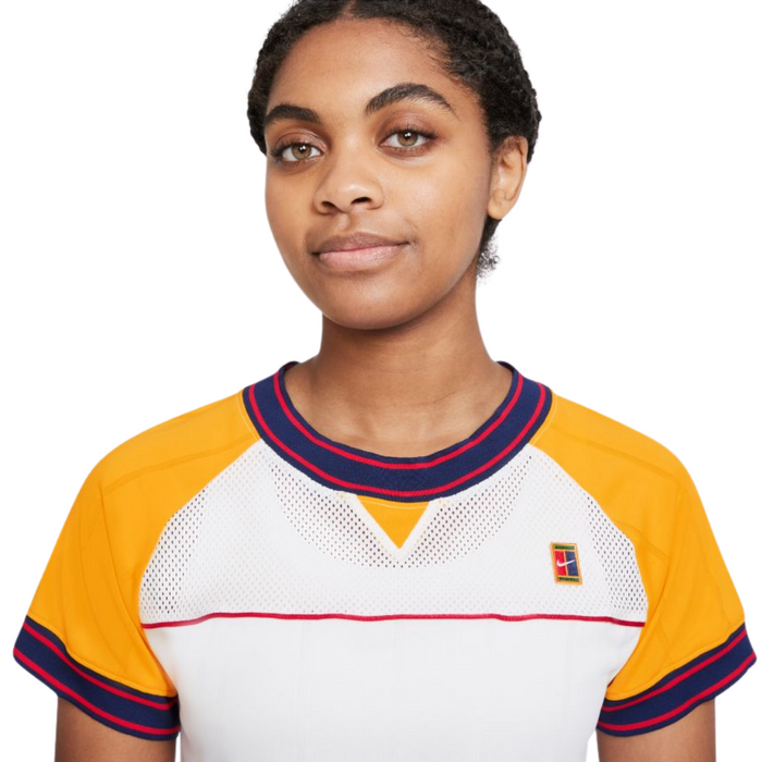 Nike Court DriFit Slam Womens Tennis Top - White/University Gold