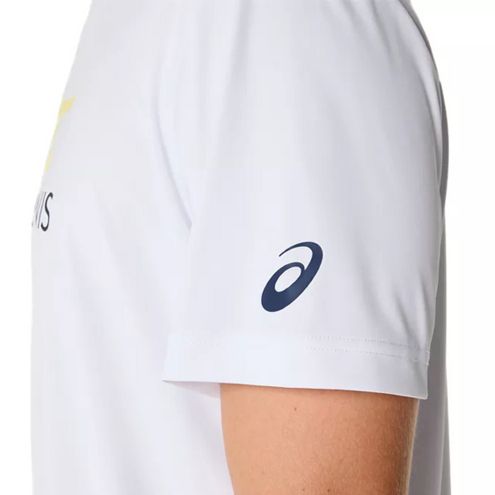 Asics Court Graphic Men Tennis Tee - Brilliant White/Huddle Yellow