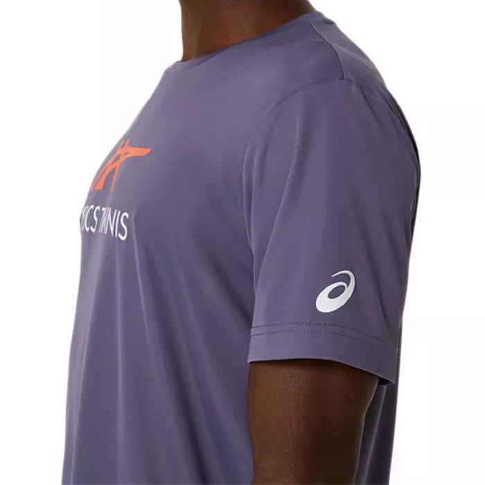 Asics Court Graphic Men Tennis Tee - Grayish Purple/Nova Orange