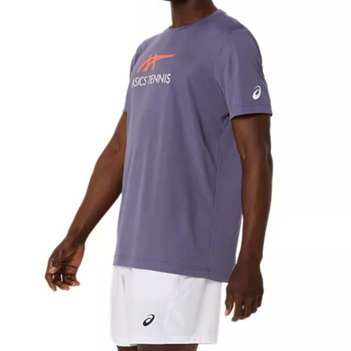 Asics Court Graphic Men Tennis Tee - Grayish Purple/Nova Orange
