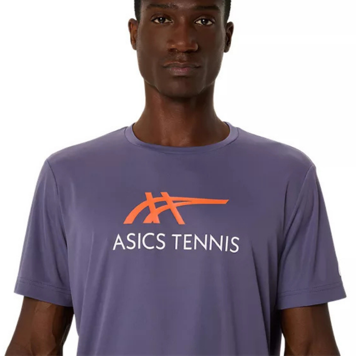 Asics Court Graphic Men Tennis Tee - Grayish Purple/Nova Orange