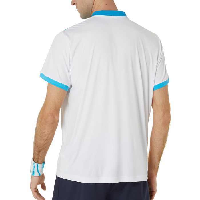 Asics Court Men Tennis Polo Shirt - Brilliant White/Digital Aqua