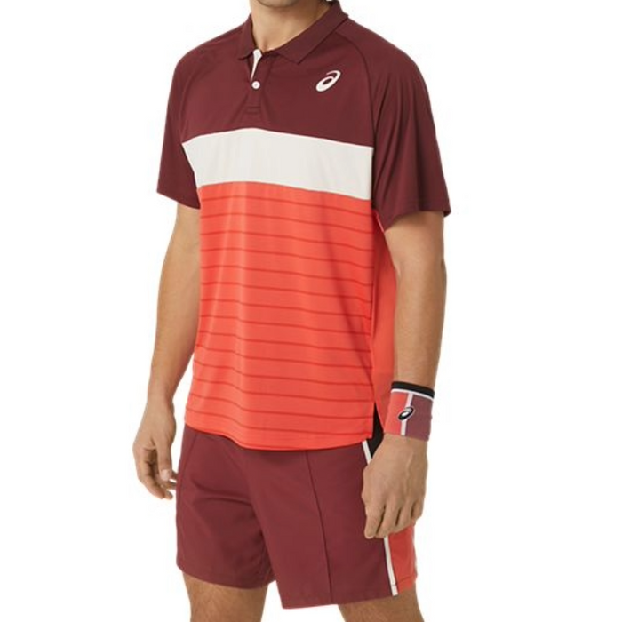 Asics Court Men Tennis Polo Shirt - Red Snapper