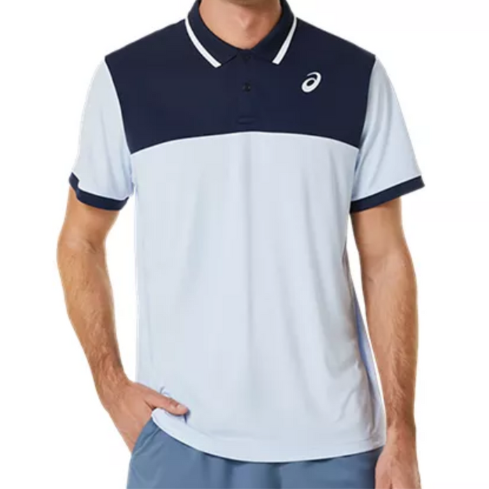Asics Court Men Tennis Polo Shirt - Soft Sky/Midnight