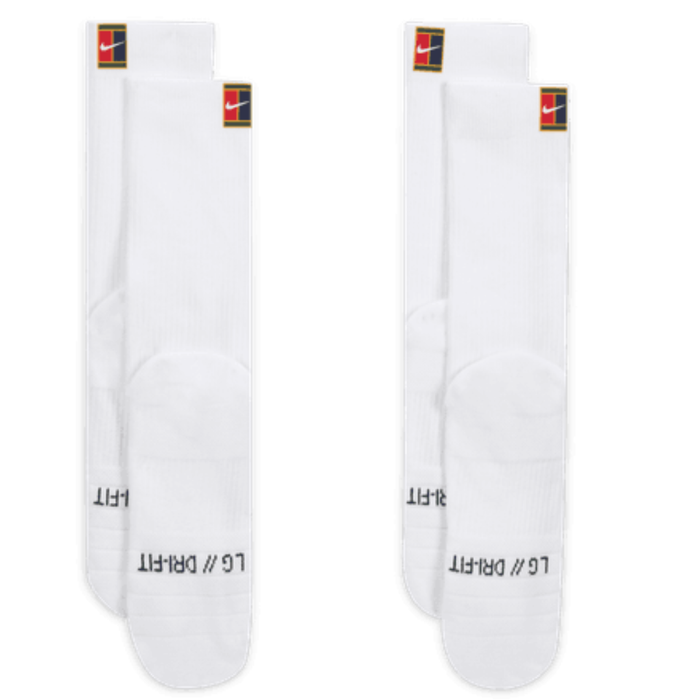 Nike Court Multiplier Cushioned 2 Pairs Tennis Crew Socks - White