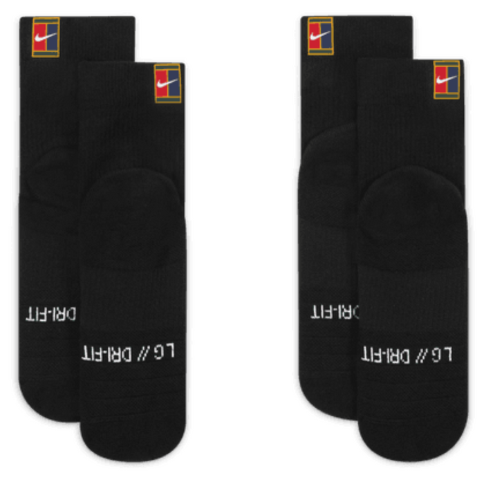 Nike Court Multiplier Max 2 Pairs Tennis Ankle Socks - Black/Black