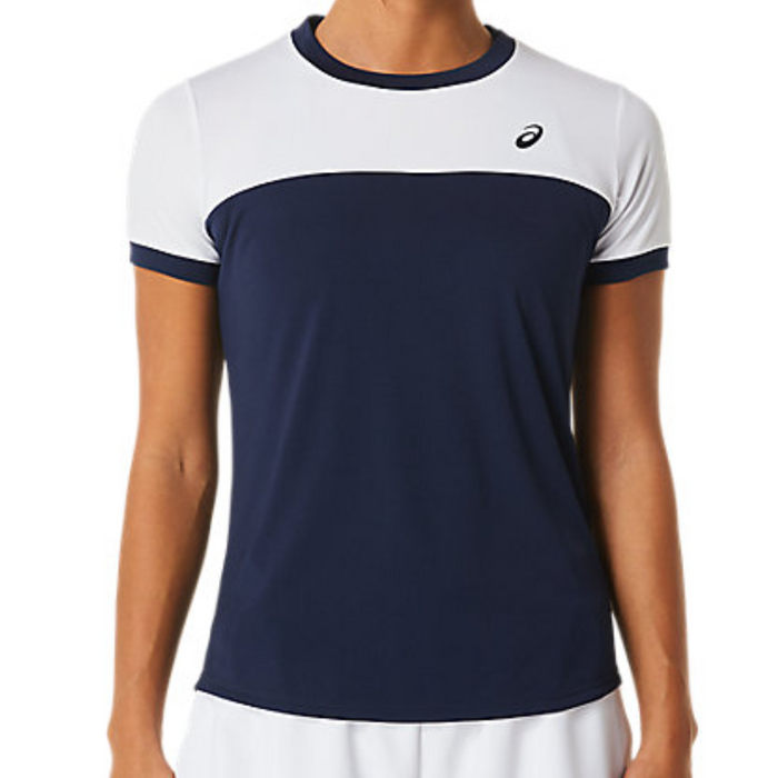 Asics Court Short Sleeved Women Tennis Top - Midnight/Brilliant White