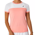 Asics Court SS Women Tennis Top - Guava/Brilliant White