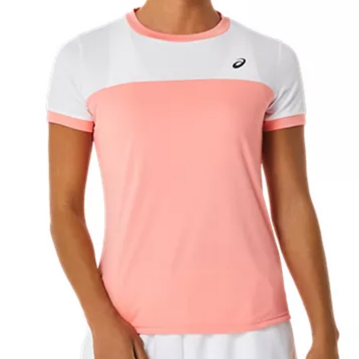 Asics Court SS Women Tennis Top - Guava/Brilliant White