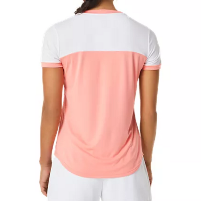 Asics Court SS Women Tennis Top - Guava/Brilliant White