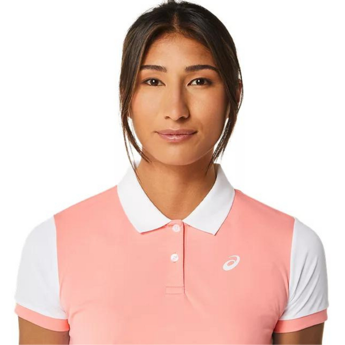 Asics Court Women Tennis Polo Shirt - Guava/Brilliant White