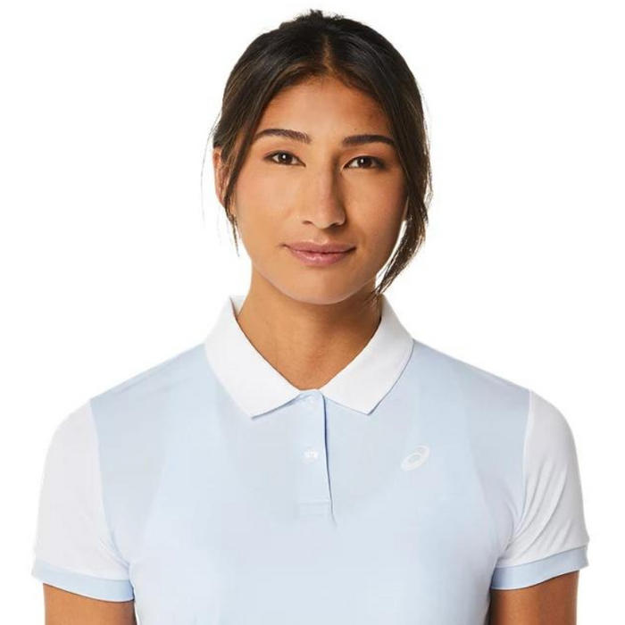 Asics Court Women Tennis Polo Shirt - Soft Sky / Brilliant White